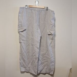 Haven Well Within 100% Linen Cargo Pants XXL tan Drawstring